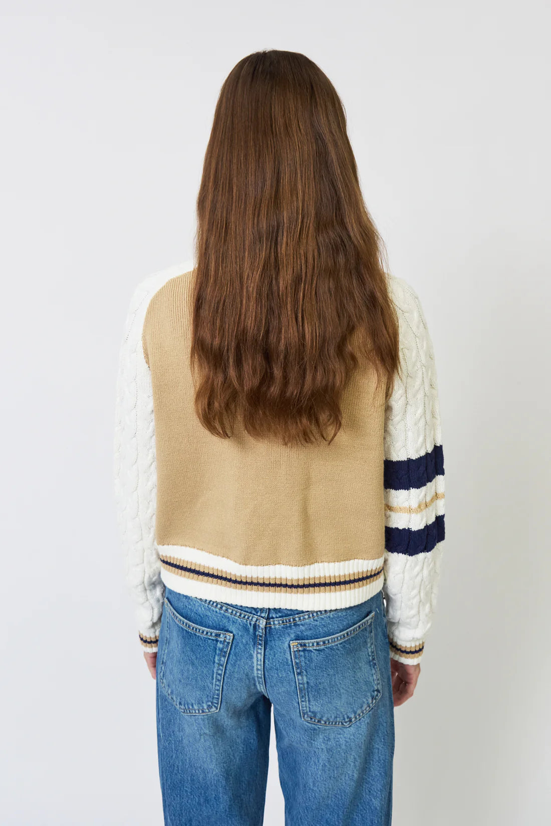 Chloe Cable Sleeve Knit Bomber
