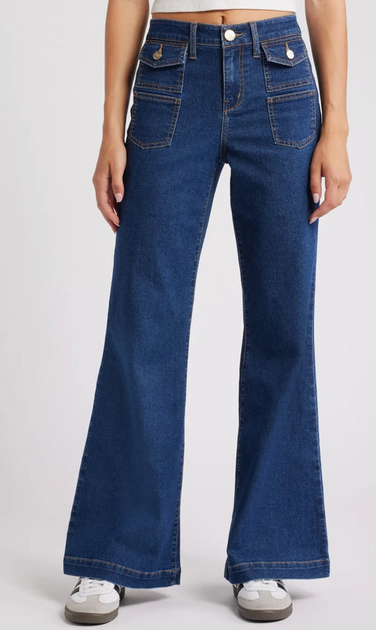 32" Relaxed Flare Jean w/ Patch Pockets