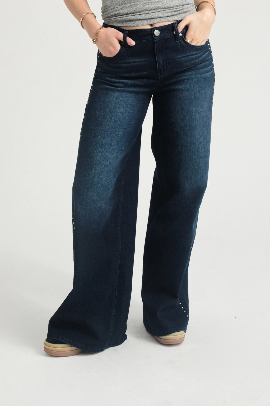 33" Wide Leg Jean w/ Silver Studs
