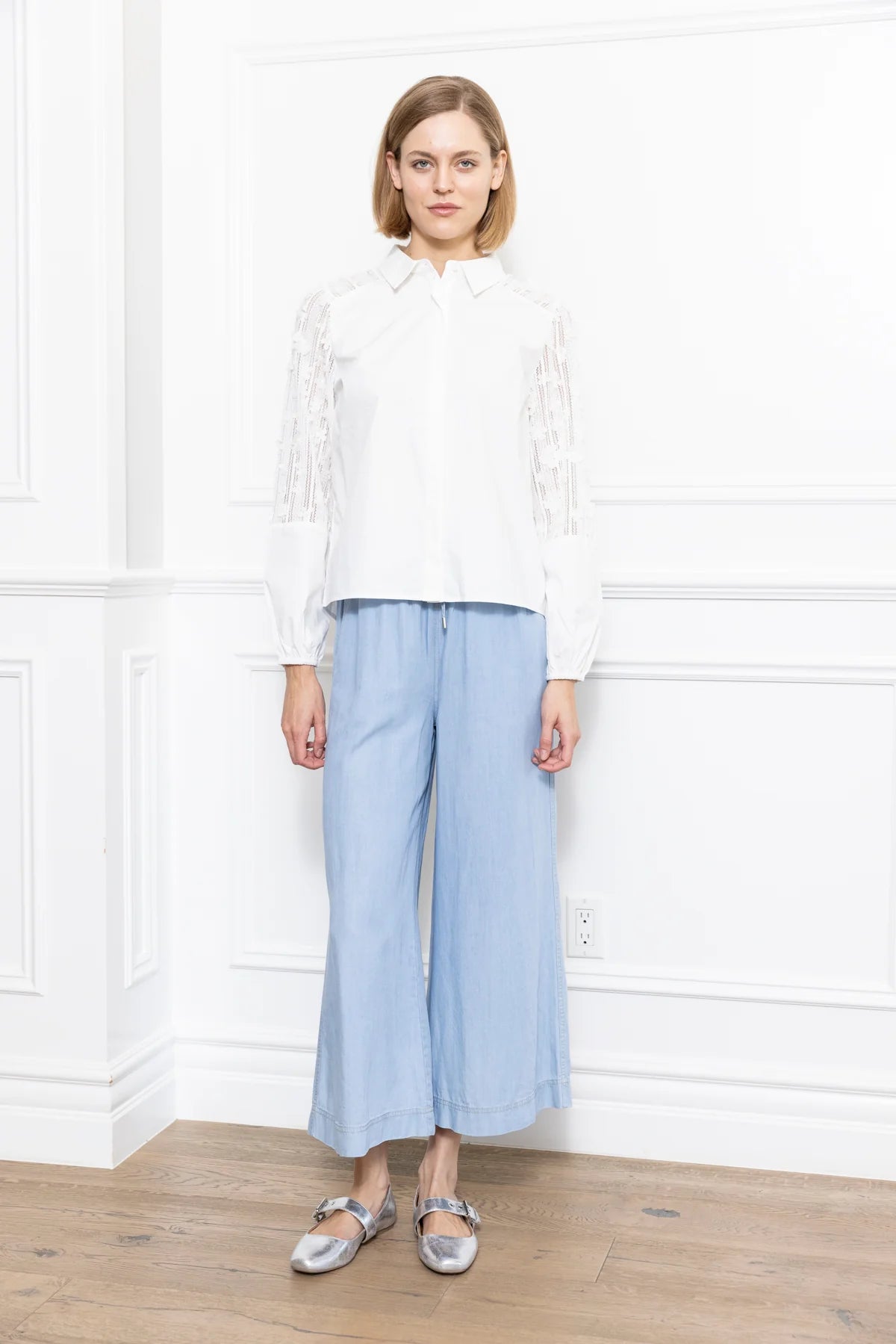 Mix Woven 3D Lace Shirt