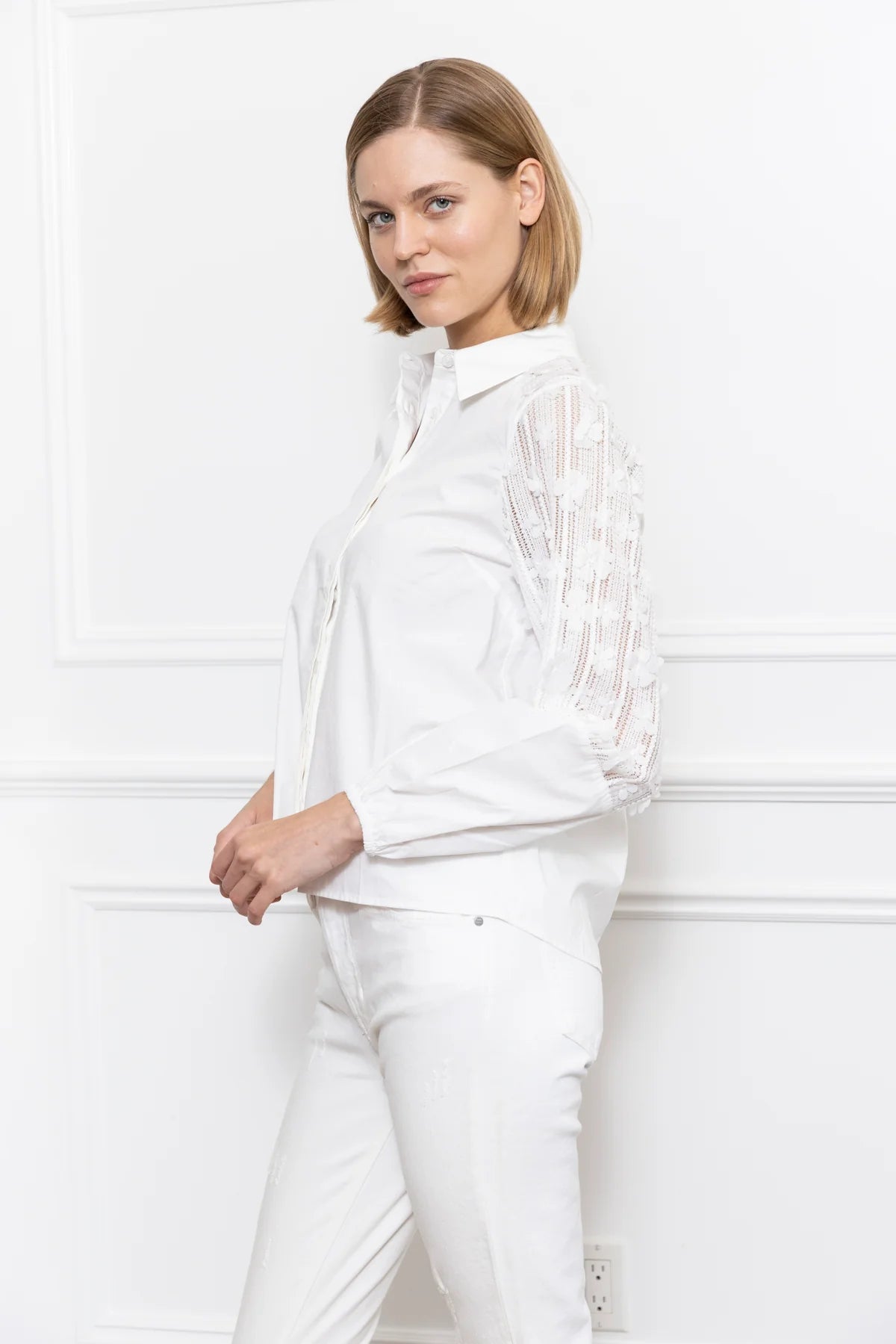 Mix Woven 3D Lace Shirt