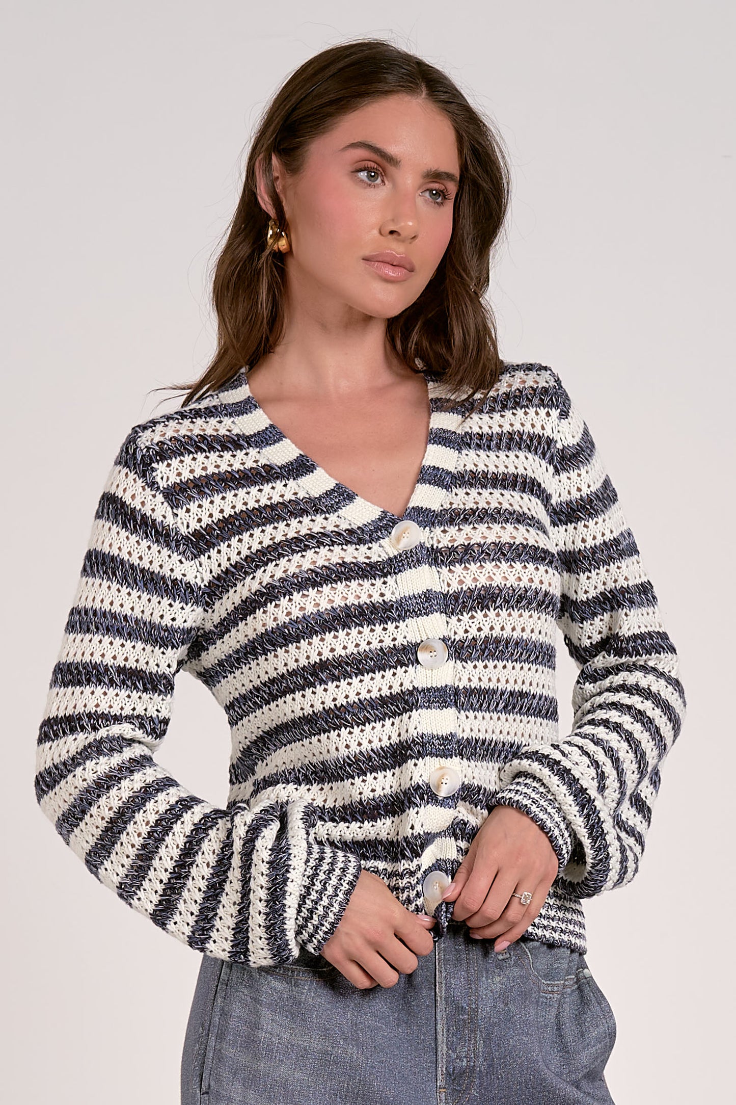 Navy Stripe Cardigan