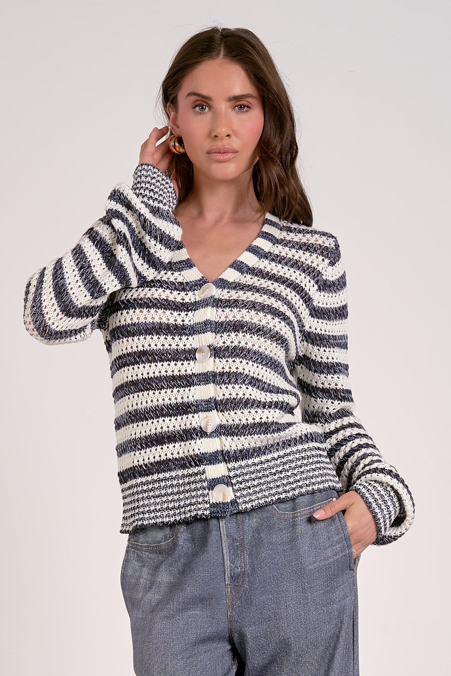 Navy Stripe Cardigan