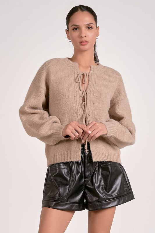 Soft Knit Tie-Front Cardigan