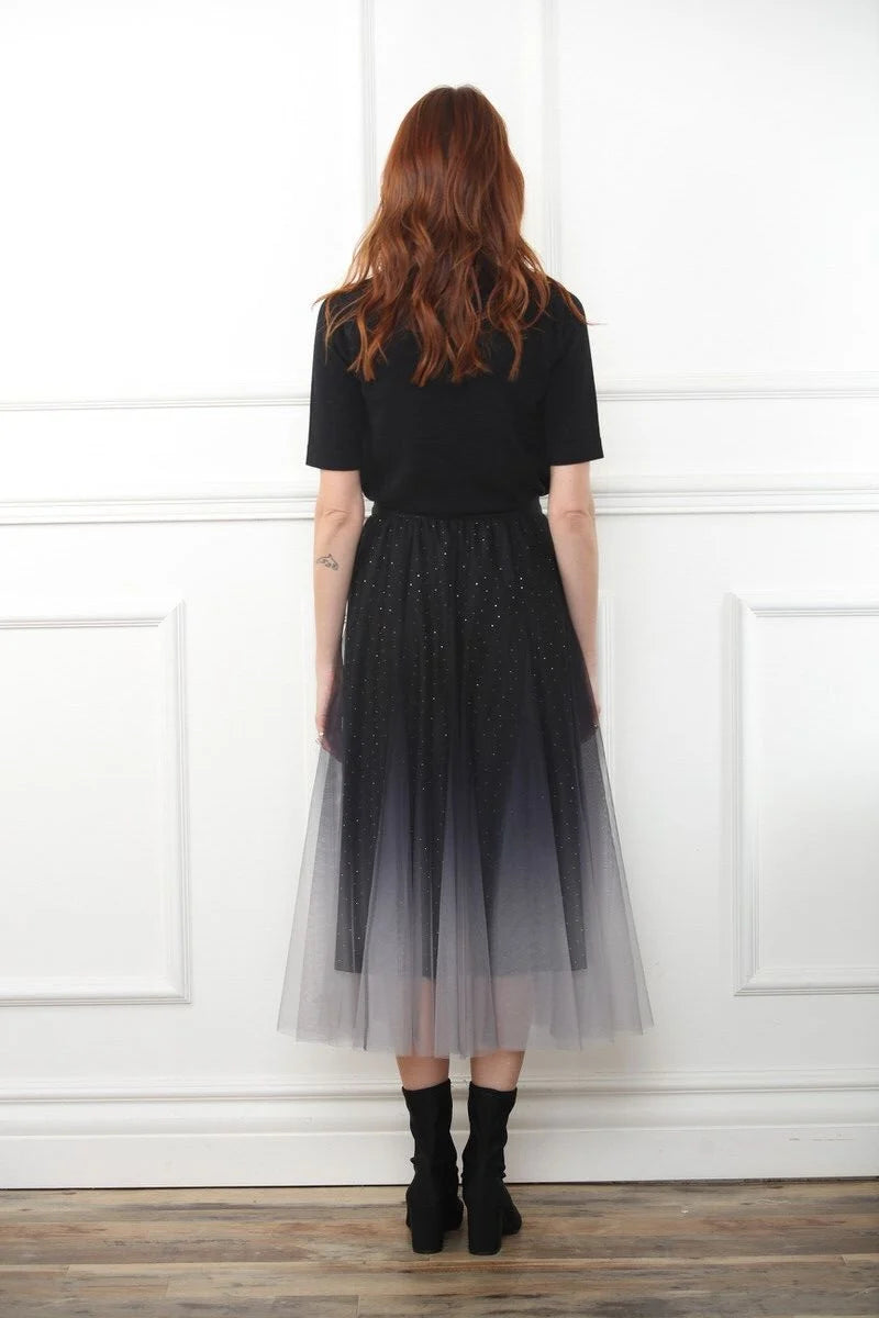 Ombré Sparkle Tulle Midi Skirt