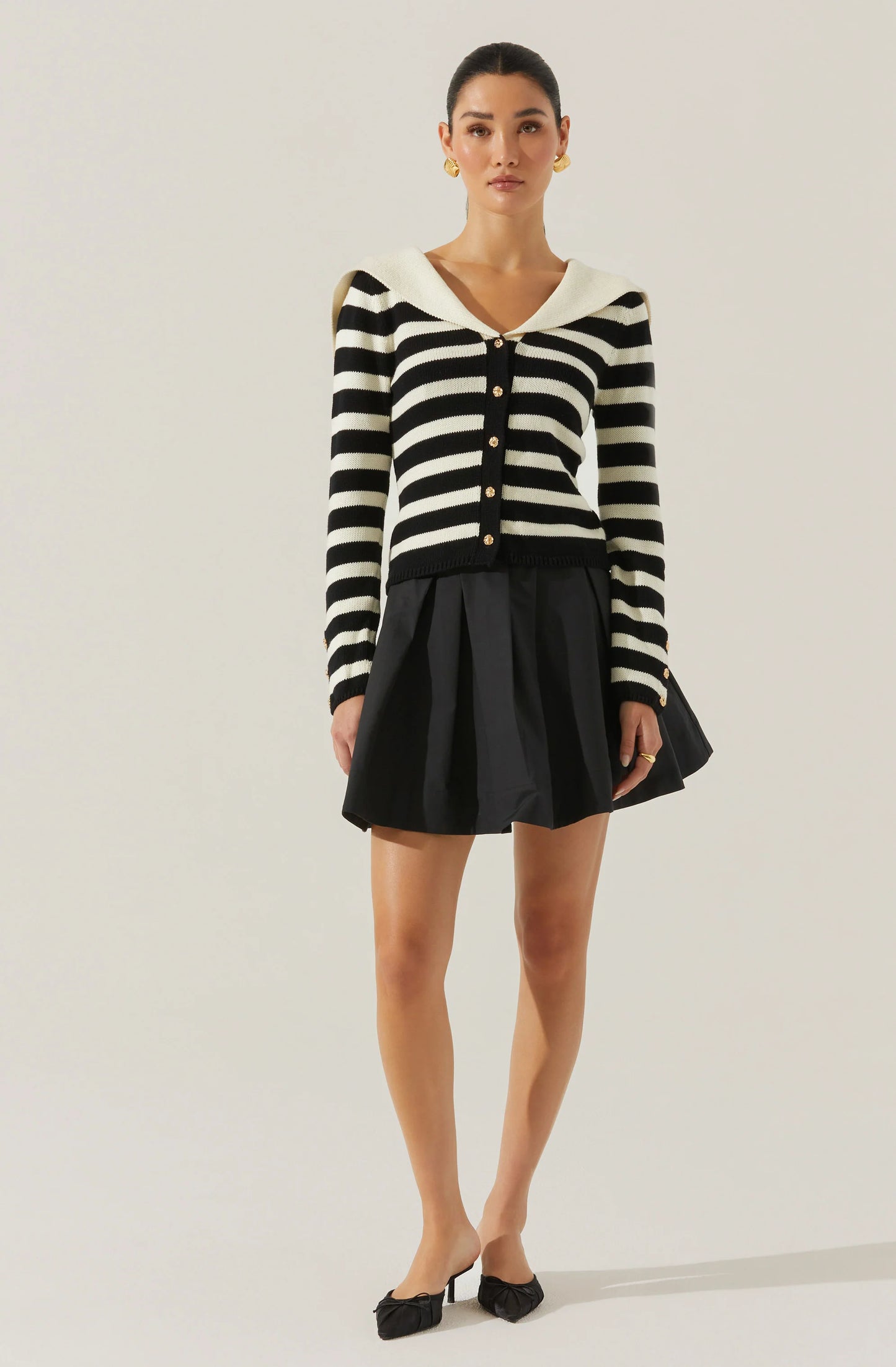 Stripe Sailor Collar Cardigan