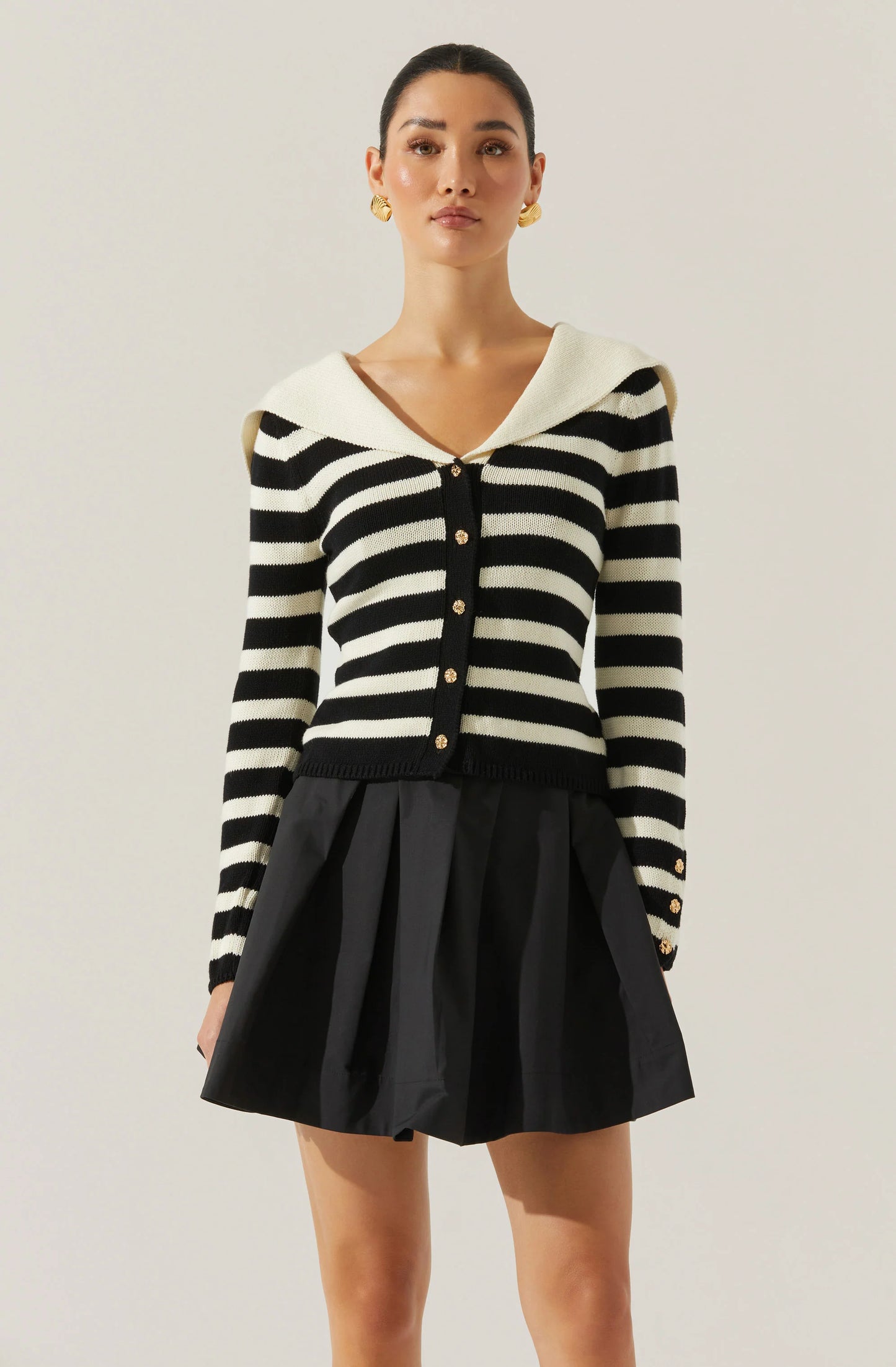 Stripe Sailor Collar Cardigan