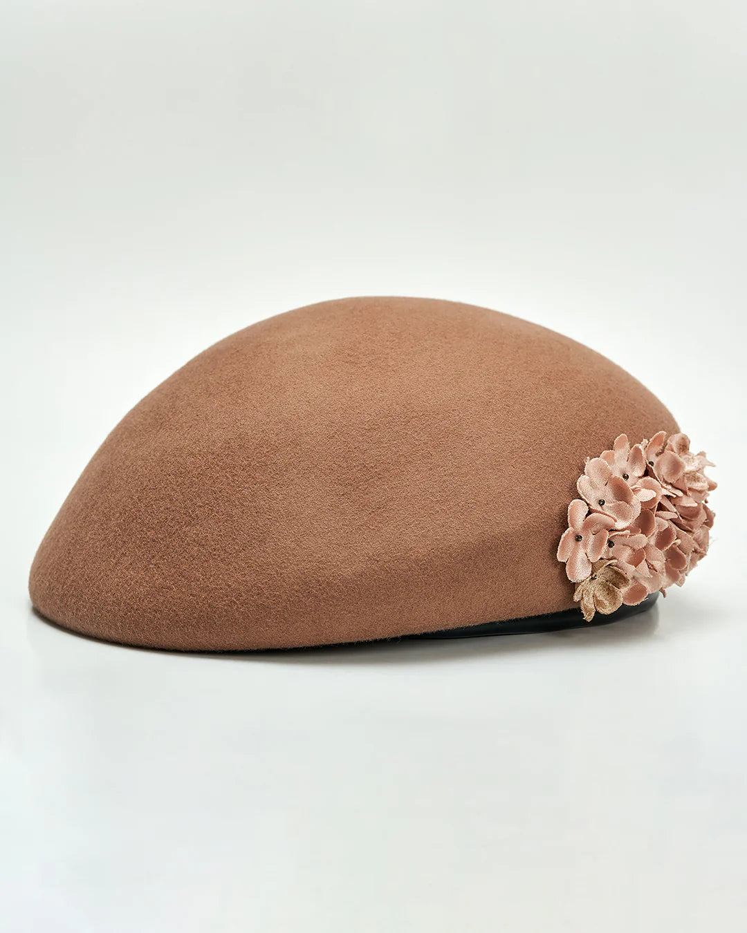 Hydrangea Felted Virgin Wool Leather Beret