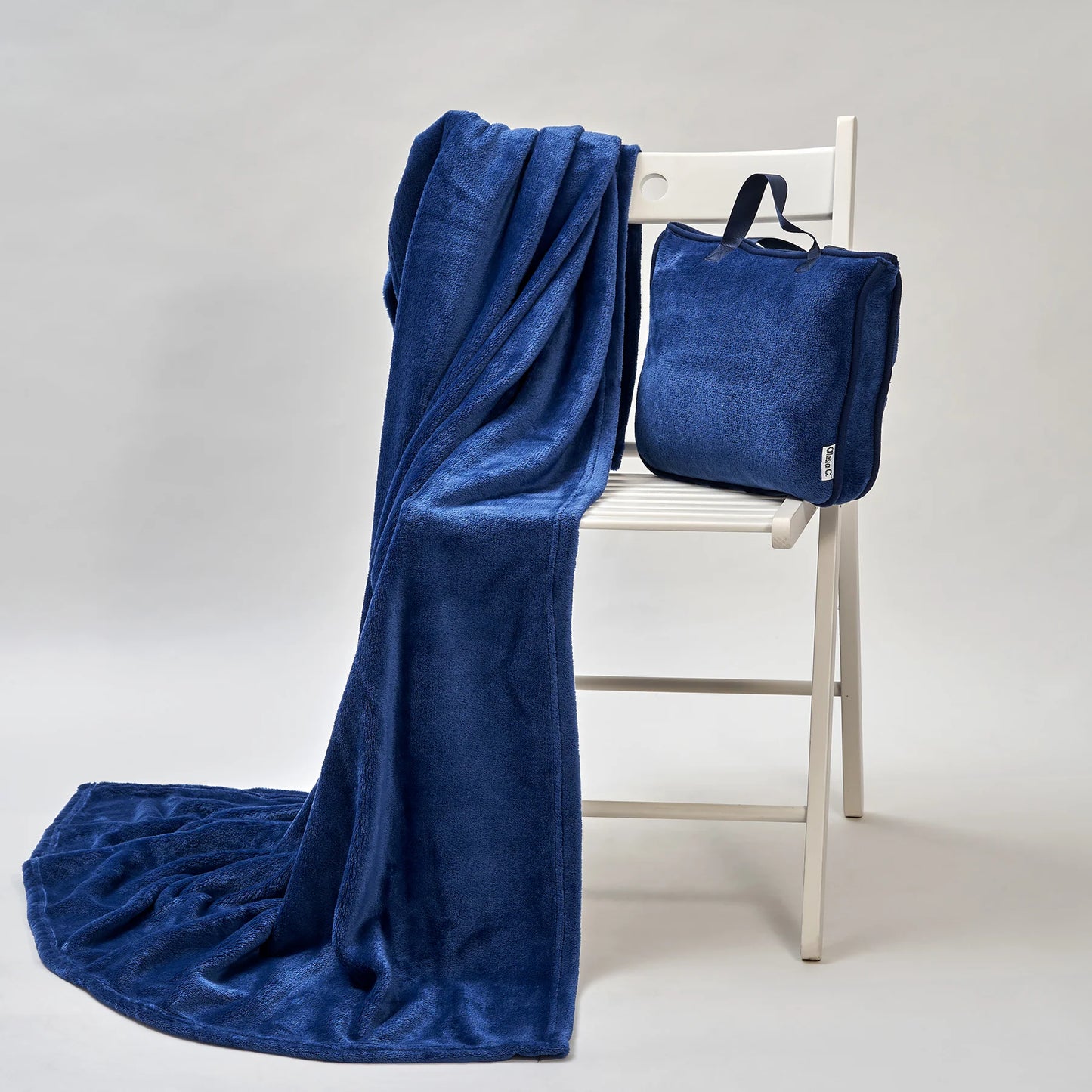 Travel Cozy 4-in-1 Solid Luxury Velour Blanket - Pillow
