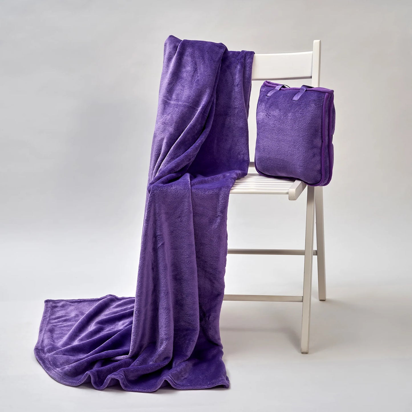 Travel Cozy 4-in-1 Solid Luxury Velour Blanket - Pillow