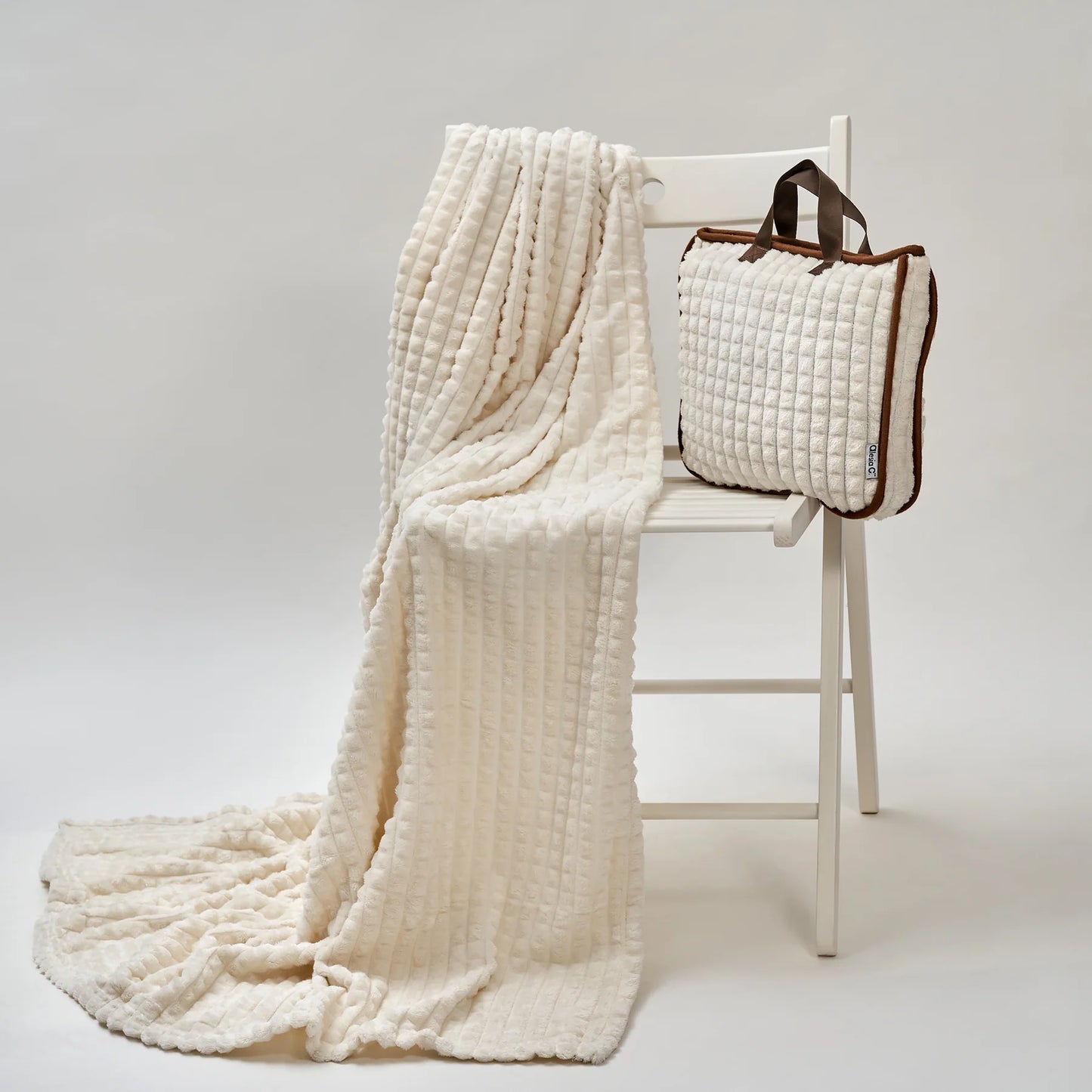 Travel Cozy 4-in-1 Plaid Luxury Velour Blanket - Pillow