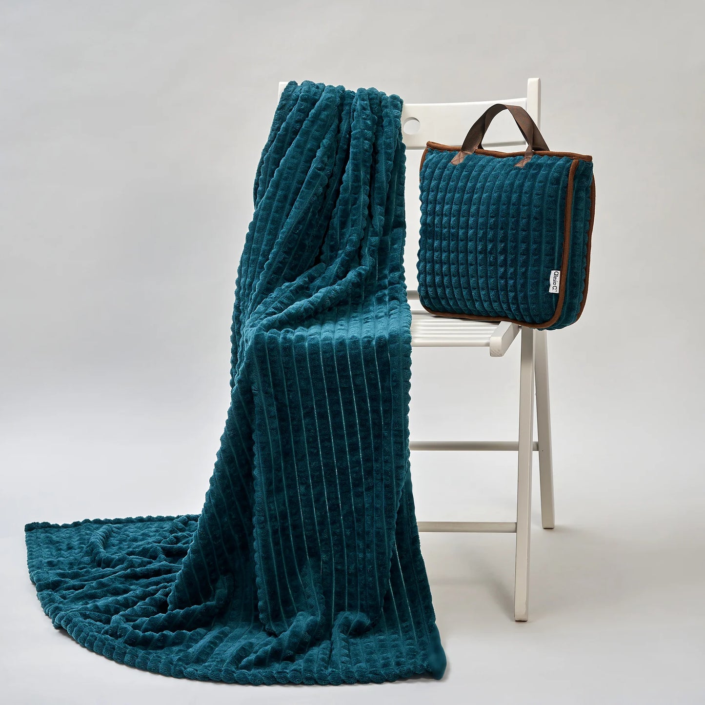 Travel Cozy 4-in-1 Plaid Luxury Velour Blanket - Pillow