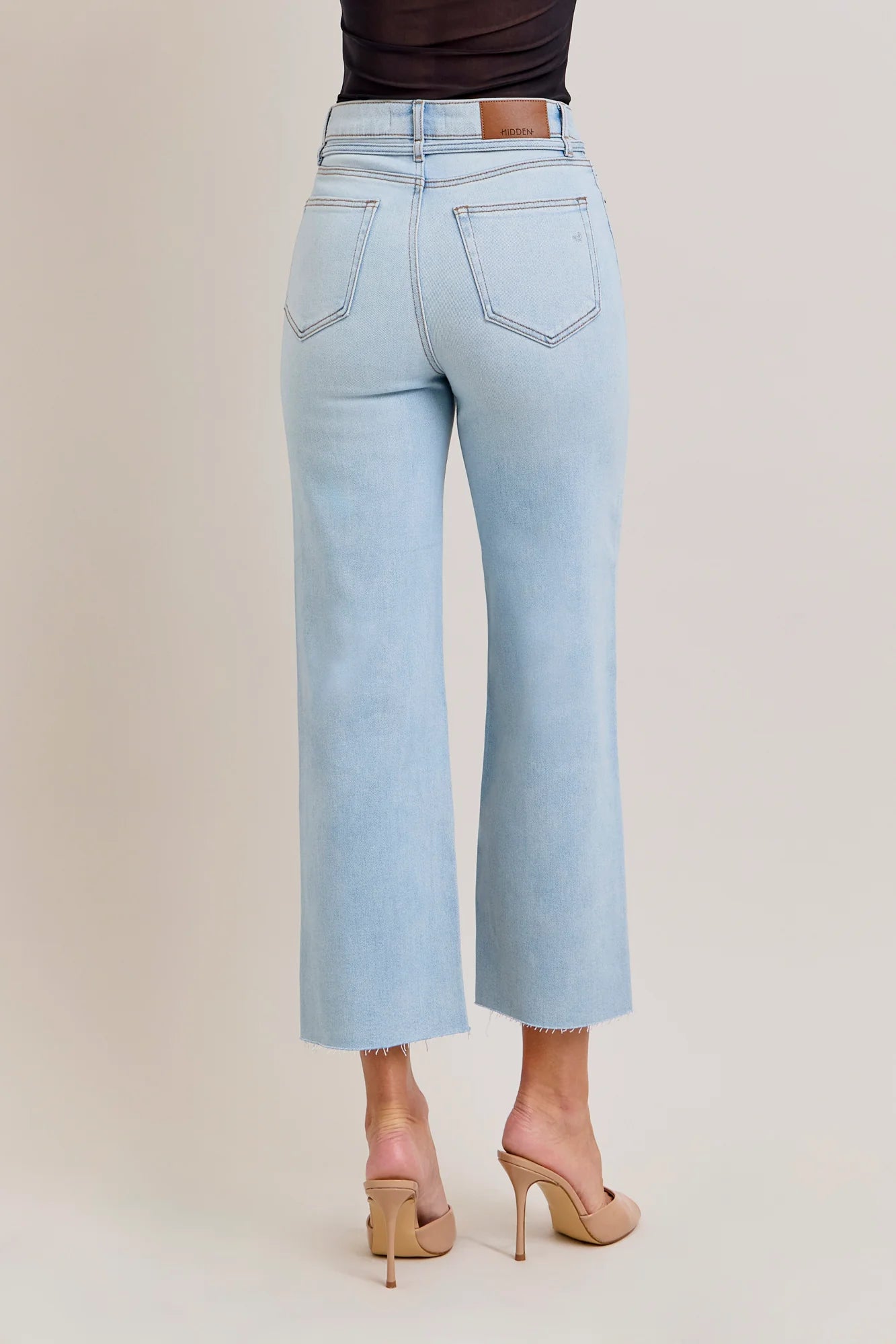 Tie Waist Clean Stretch Wide Leg Jeans