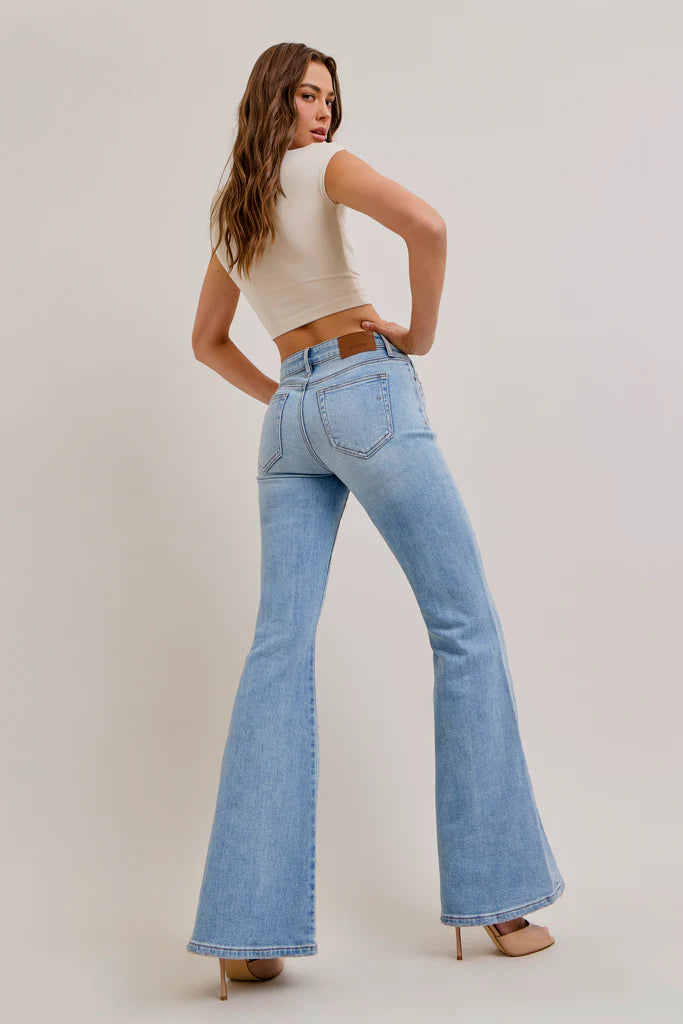 Moto Seamed Stretch 33" Inseam Flare Jeans
