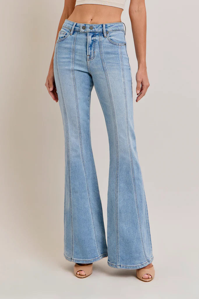 Moto Seamed Stretch 33" Inseam Flare Jeans