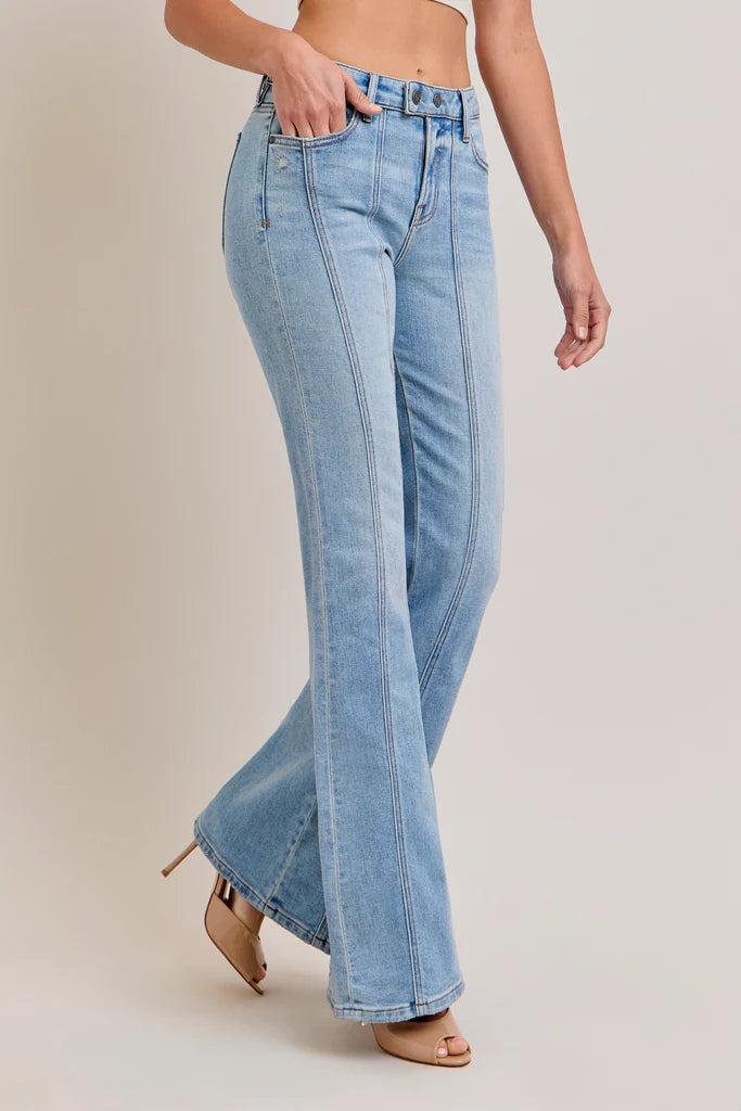 Moto Seamed Stretch 33" Inseam Flare Jeans