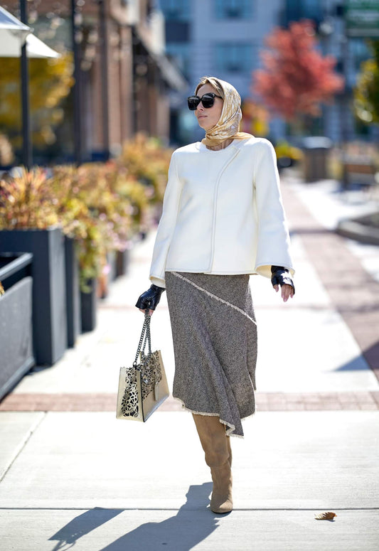 Lady Auto Virgin Wool Tailored Jacket With Leather Trim