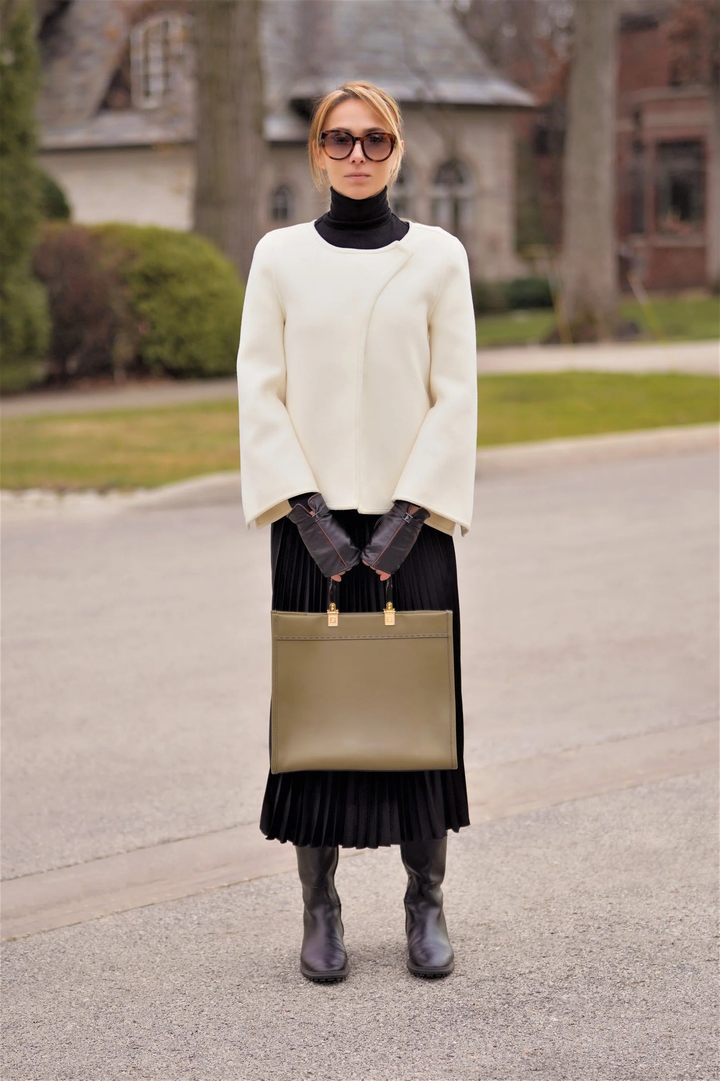 Lady Auto Virgin Wool Tailored Jacket With Leather Trim