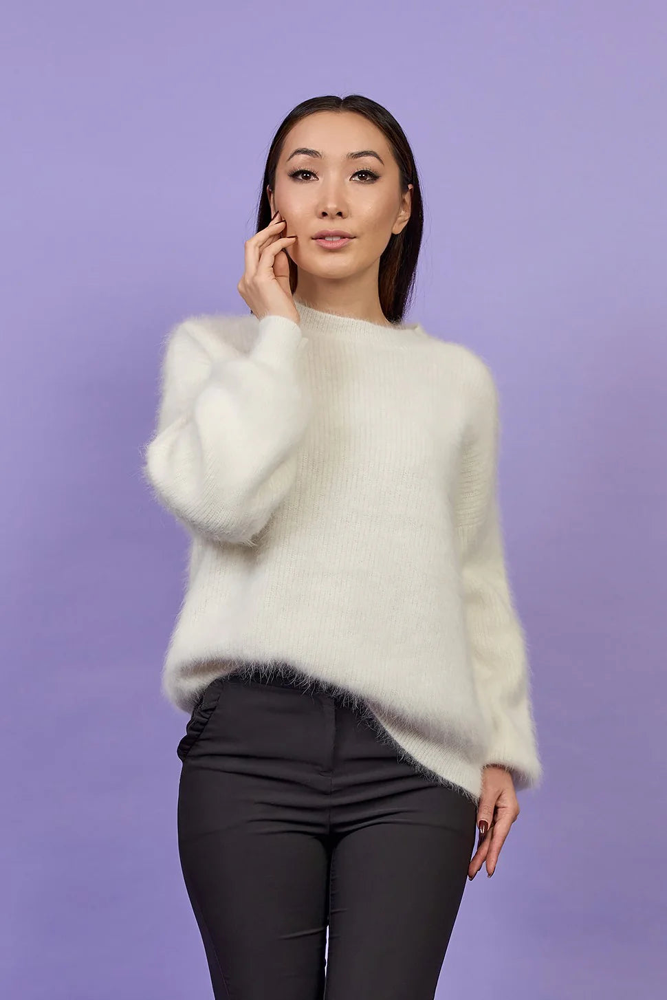 Angora Crewneck Pullover Sweater