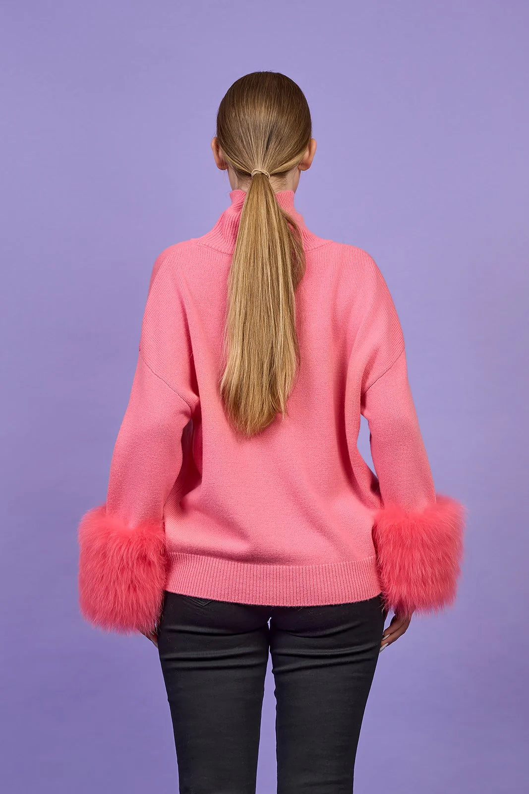 Detachable Fox Fur Cuff Merino Wool Sweater