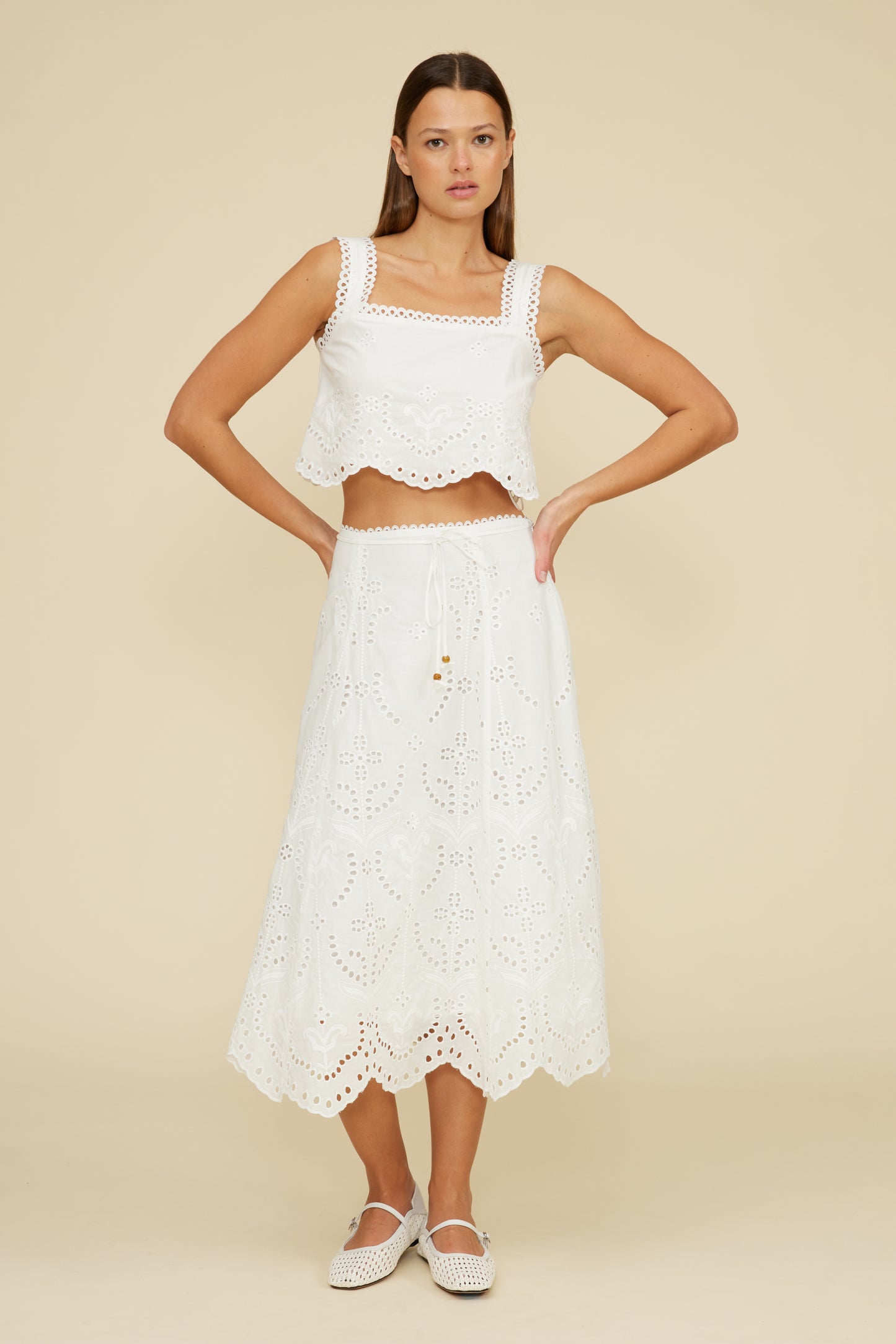 Coraline Eyelet Midi Skirt