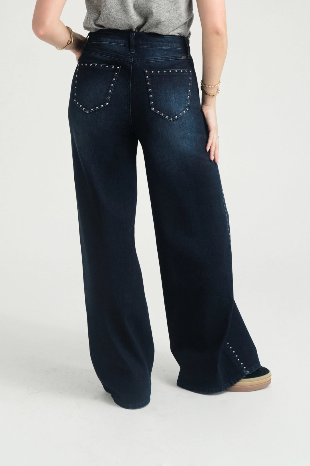 33" Wide Leg Jean w/ Silver Studs