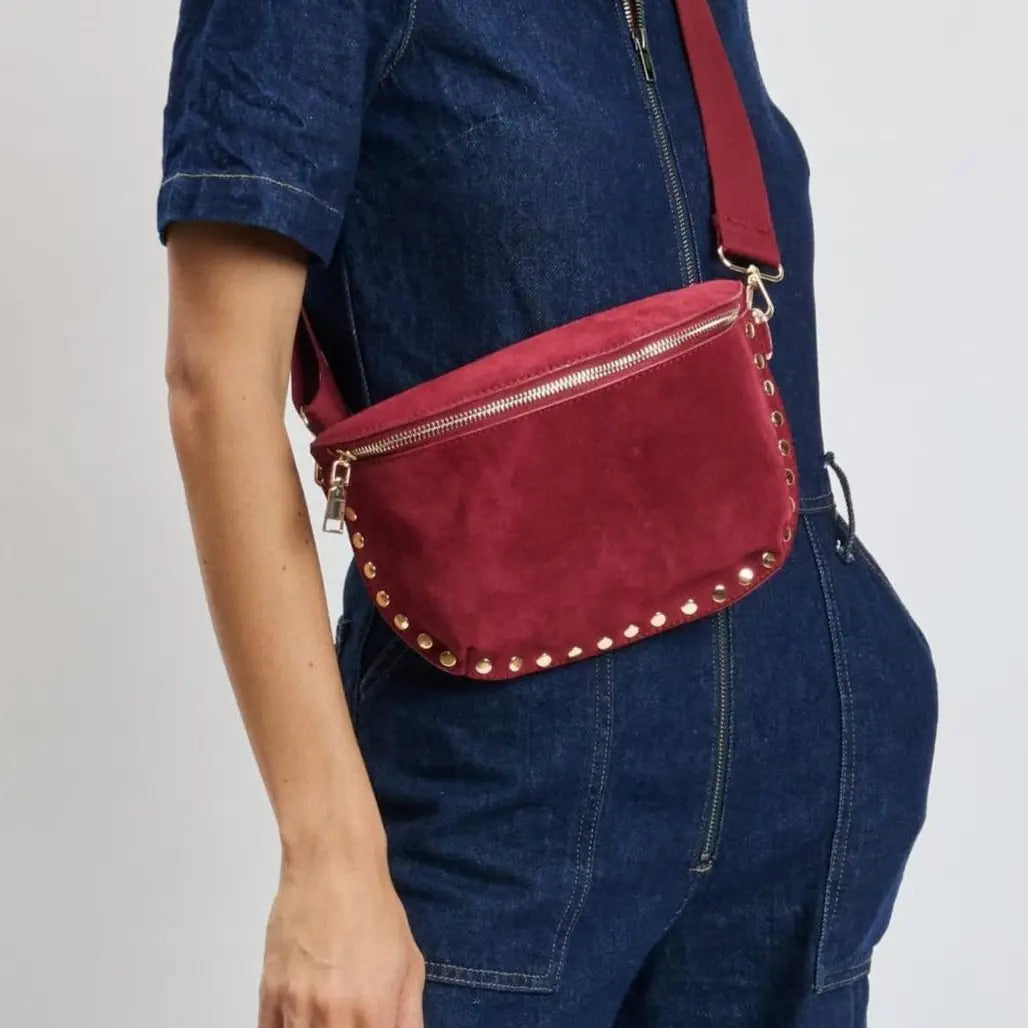 Suede Studded Crossbody