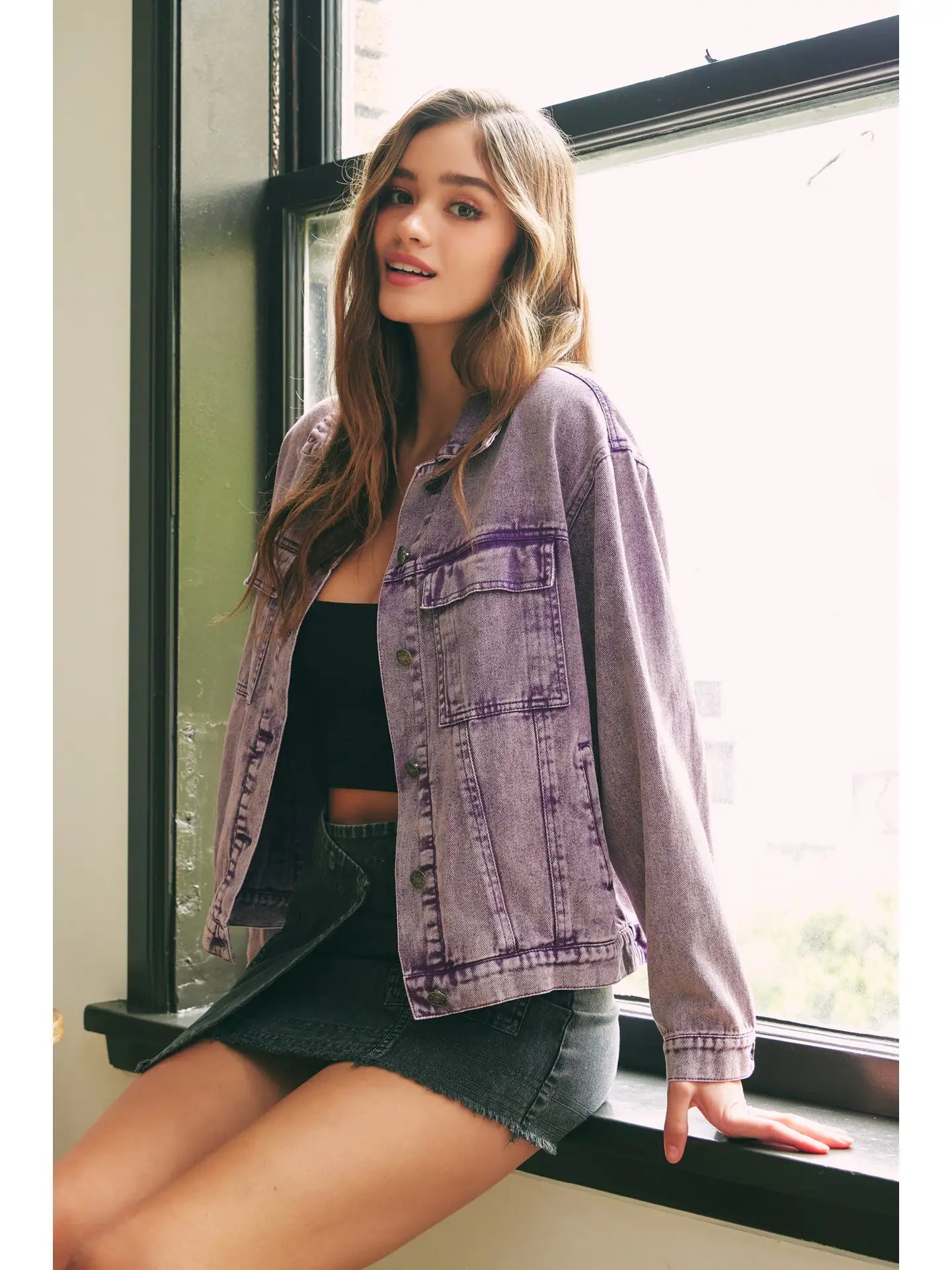 Washed Violet Denim Jacket