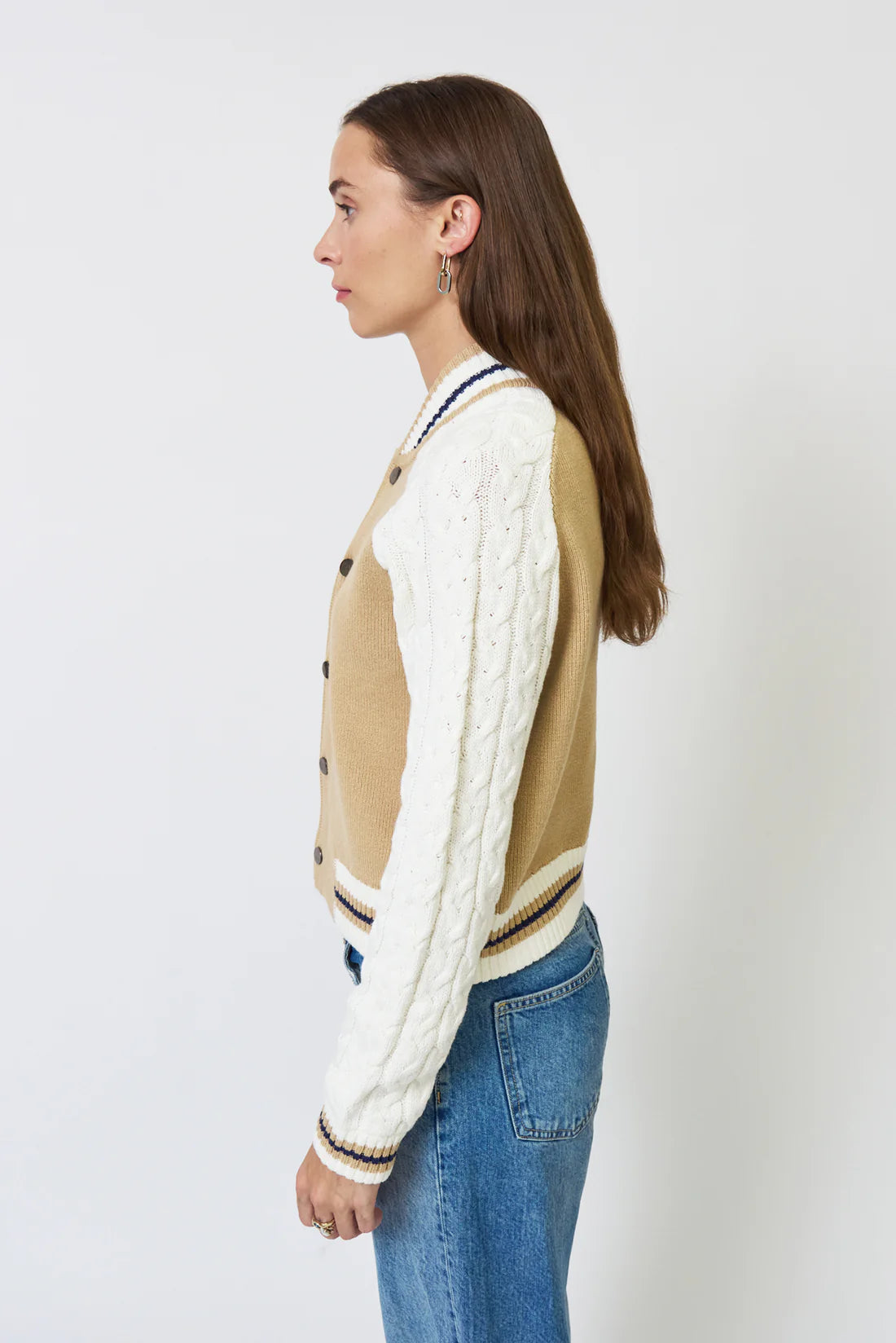 Chloe Cable Sleeve Knit Bomber