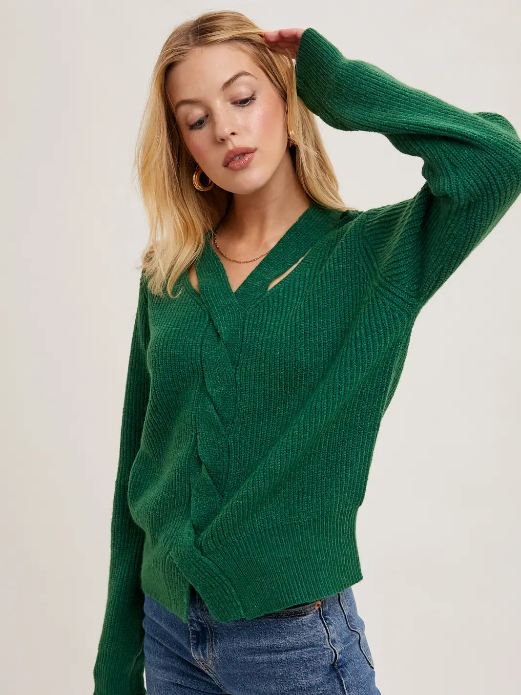 Strappy V-Neck Knit Sweater