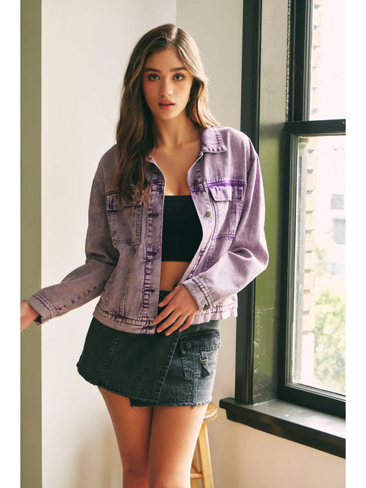 Washed Violet Denim Jacket