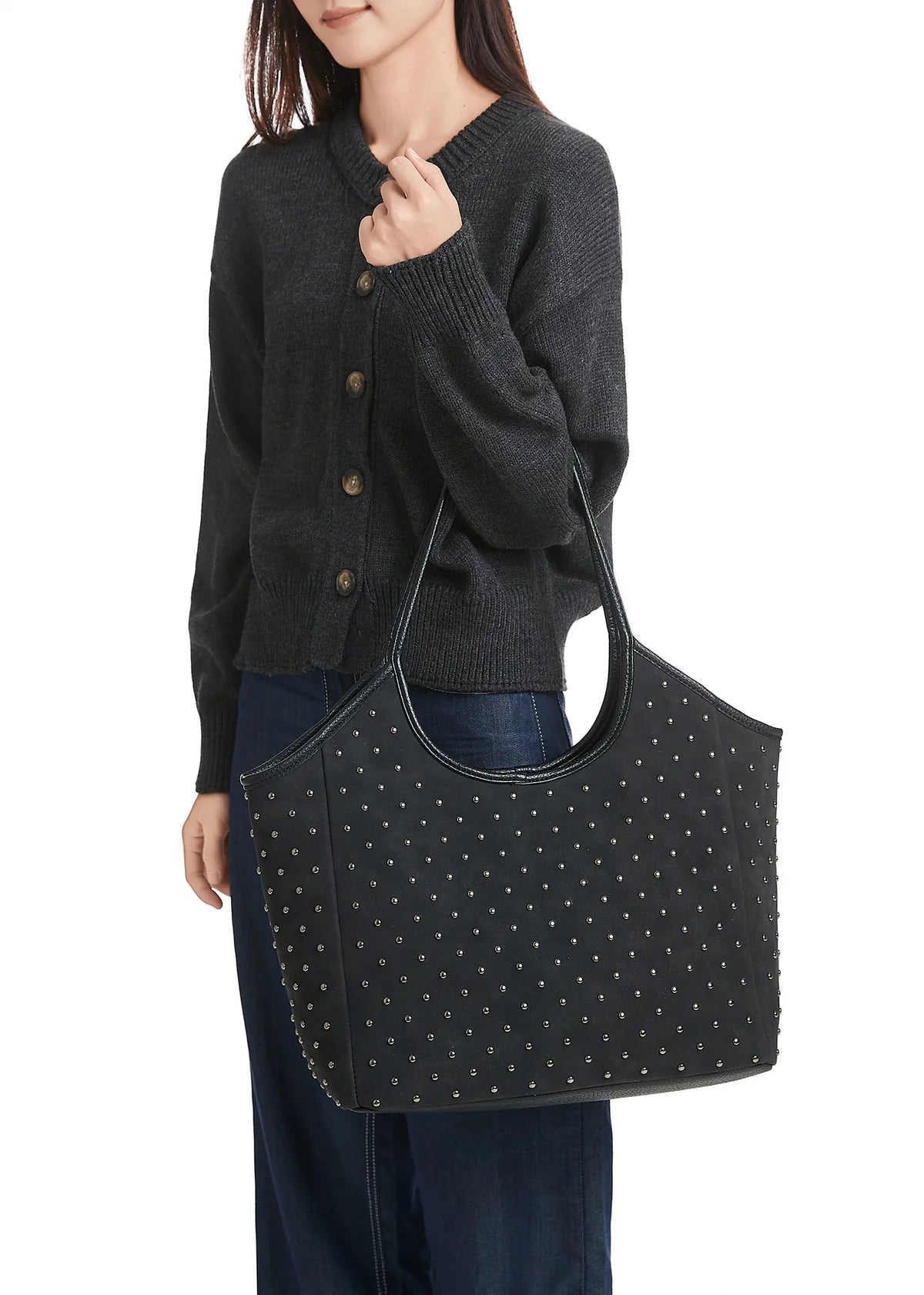 Ellie Suede Studded Tote