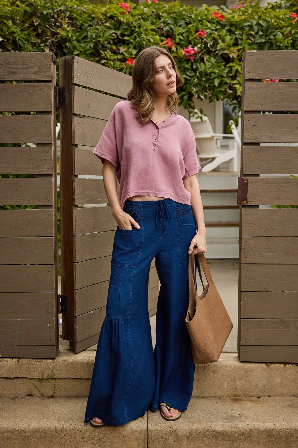 Zain Twill Tiered Wide Leg