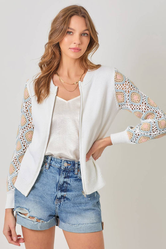 Crochet Sleeve Sweater Jacket