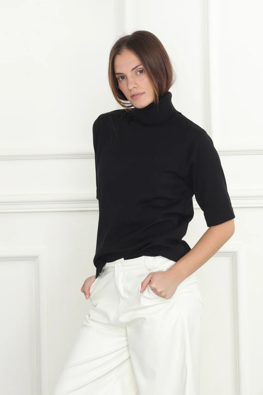 Turtleneck Elbow Sleeve Sweater