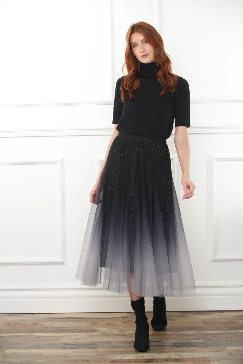Ombré Sparkle Tulle Midi Skirt