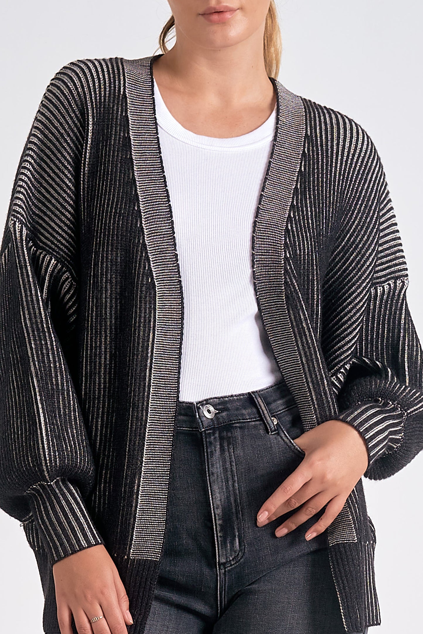 Black Off White Cardigan