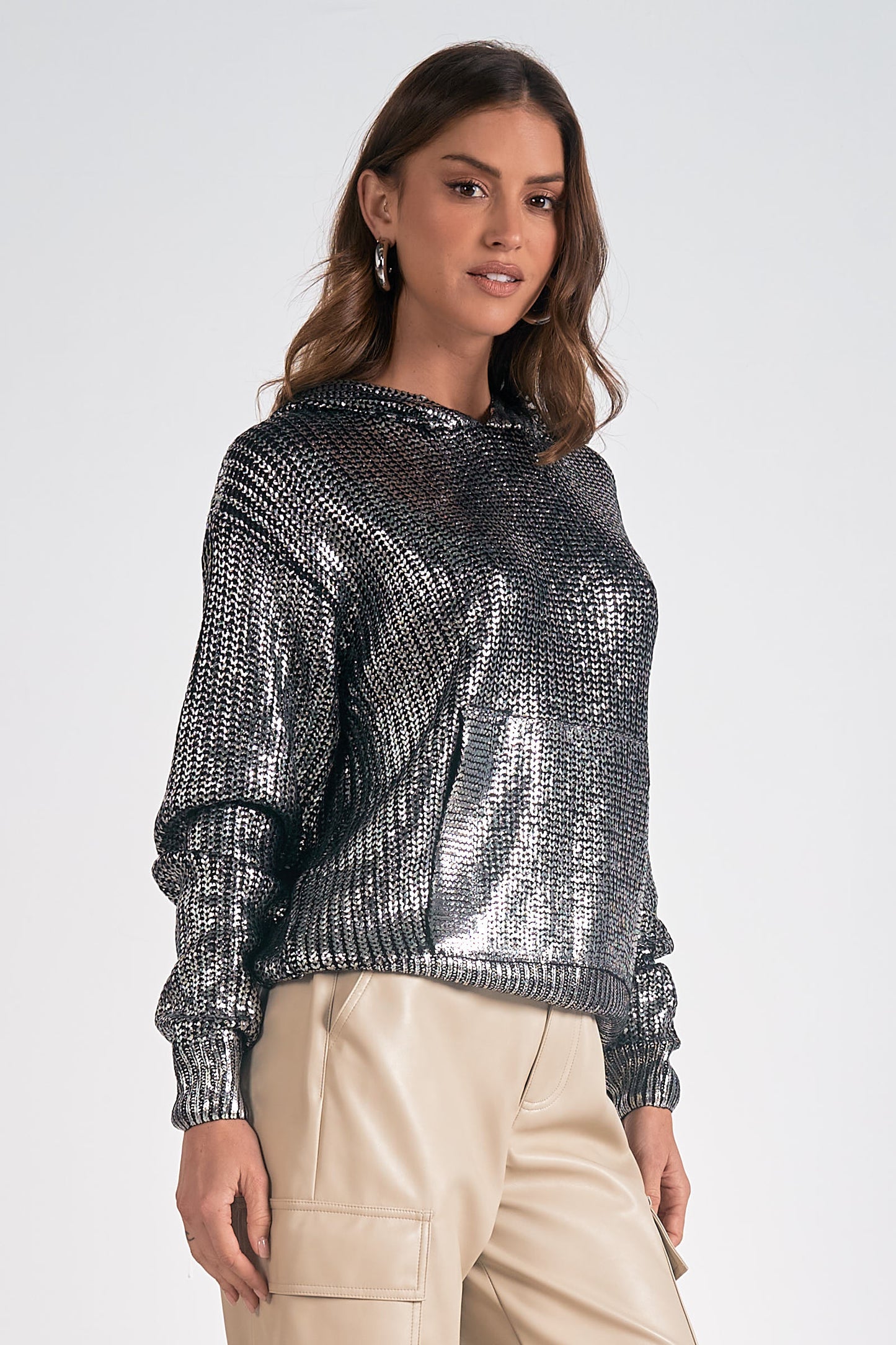 Metallic Sweater Hoody