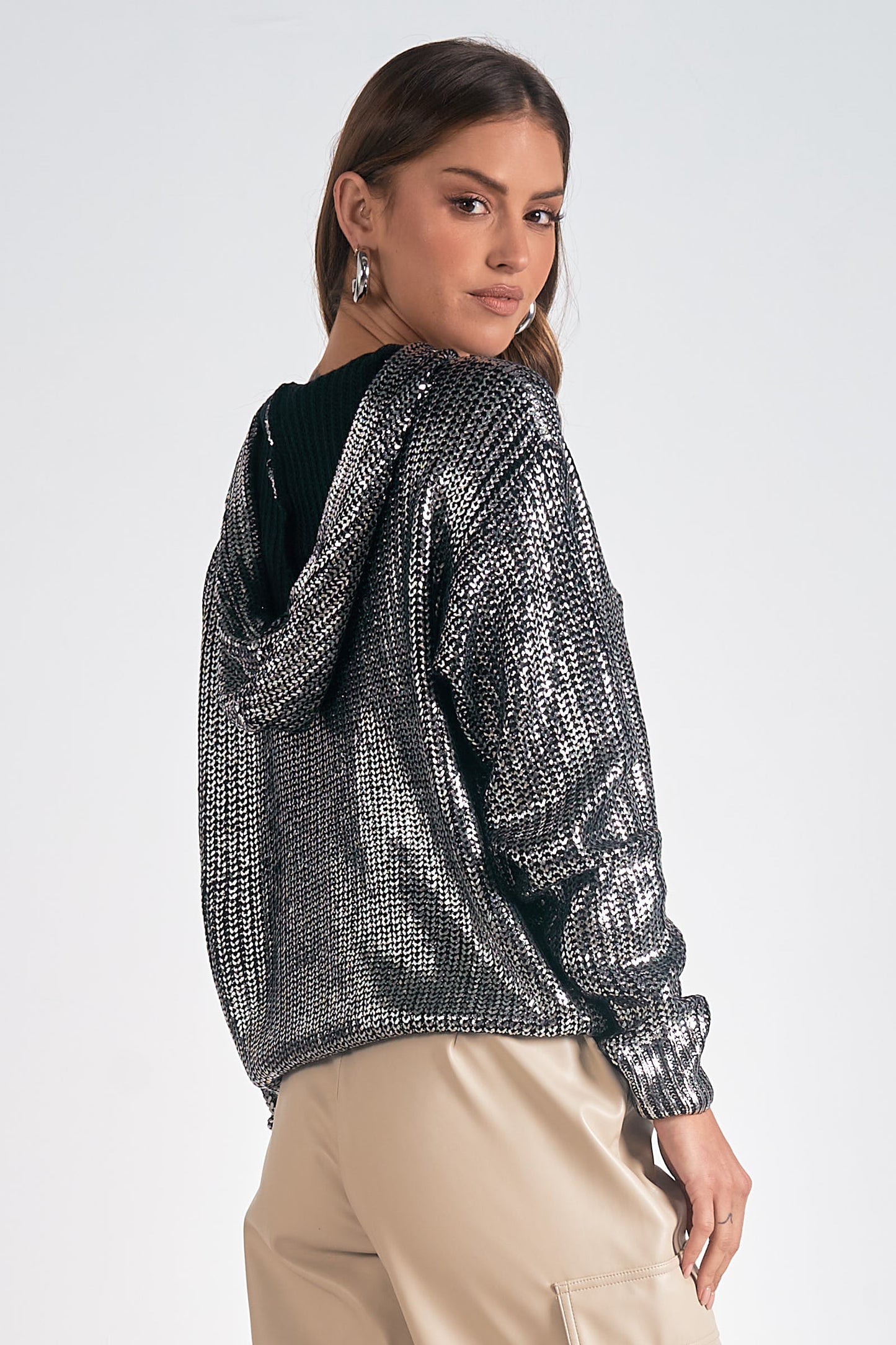 Metallic Sweater Hoody