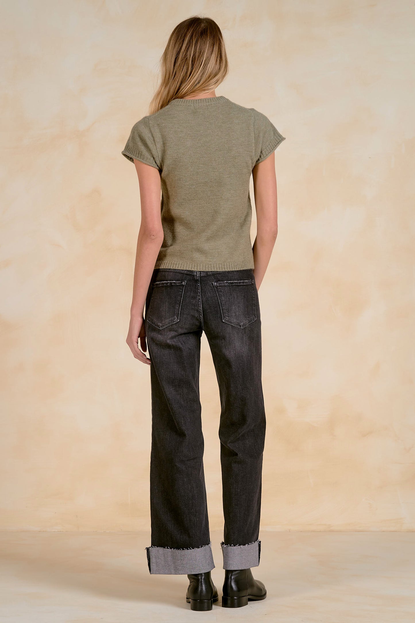 Olive Short Sleeve Knit Top
