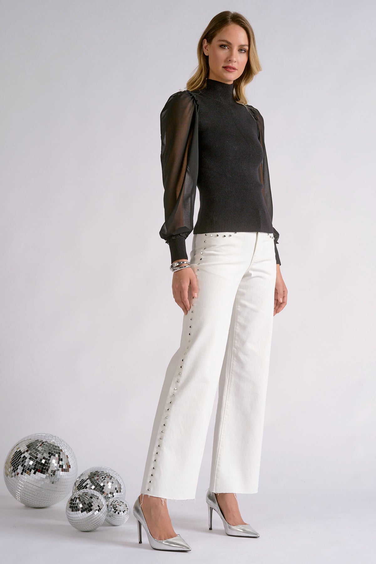 Sheer Elegance Ribbed Sweater