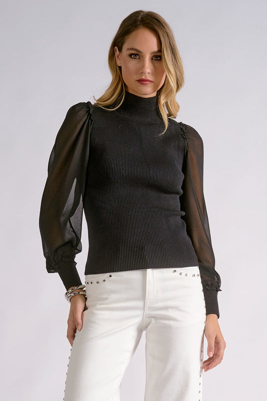 Sheer Elegance Ribbed Sweater