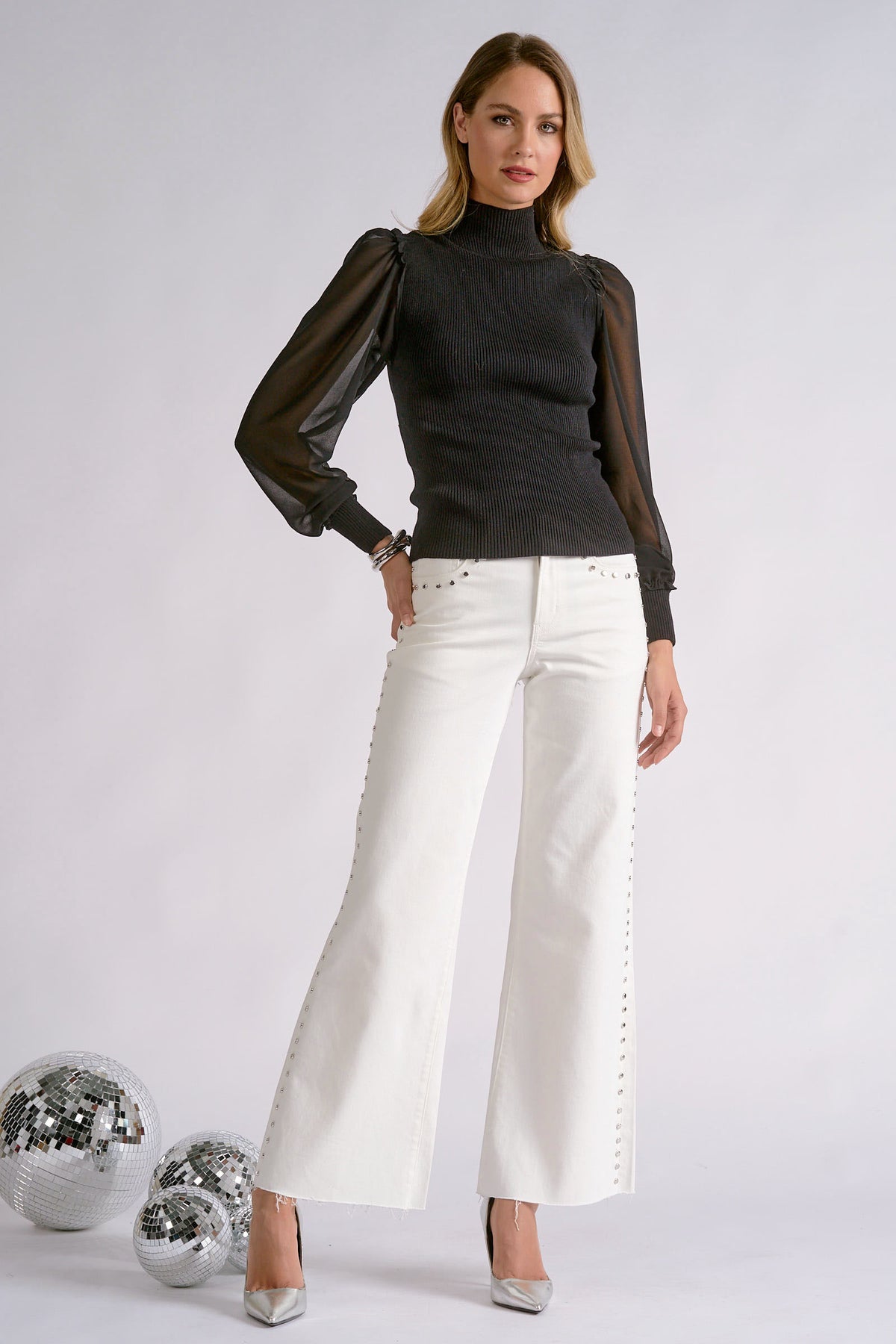 Sheer Elegance Ribbed Sweater
