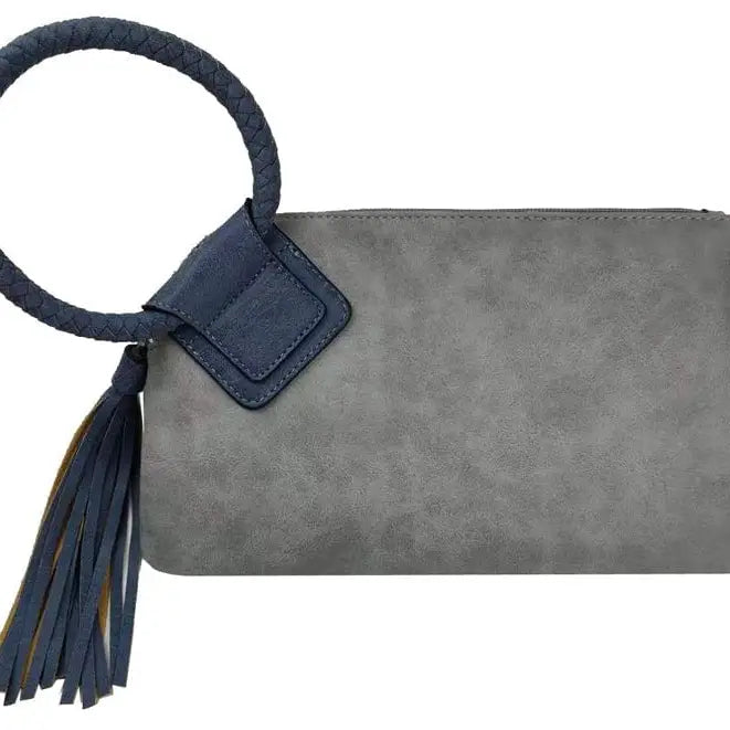 Fashion Cuff Handle Tassel Wristlet Clutch