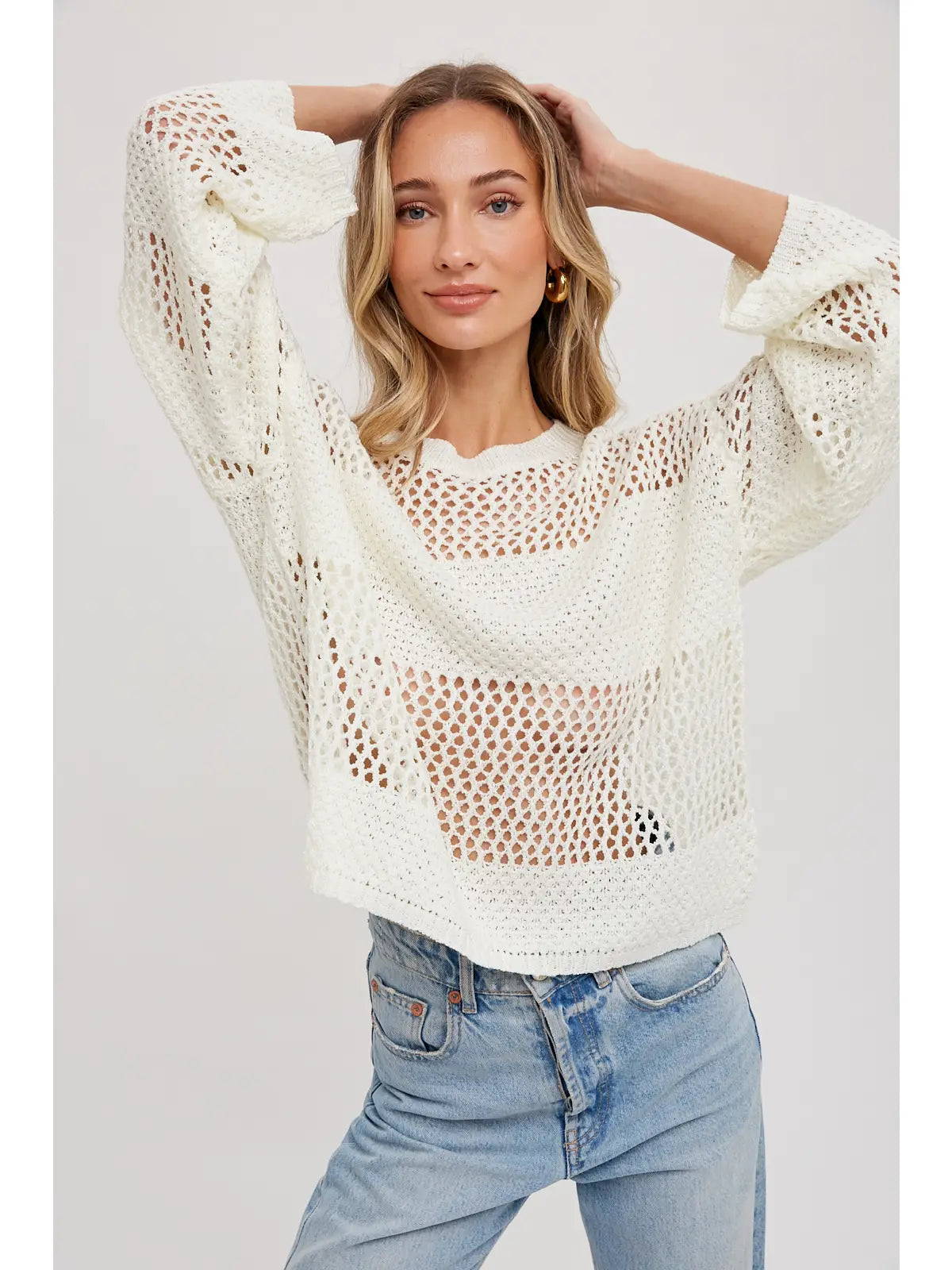 Open-Knit Sweater Pullover