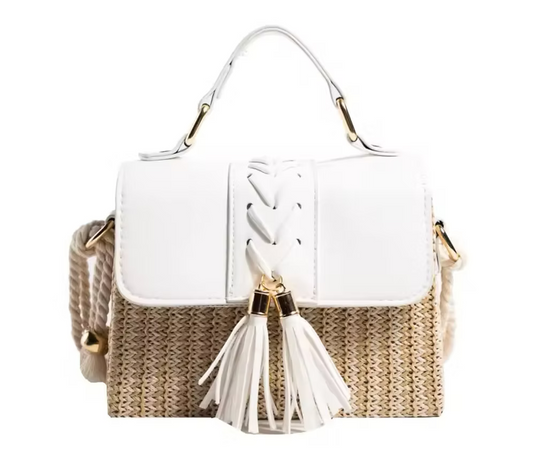 Thalia Woven Satchel - White