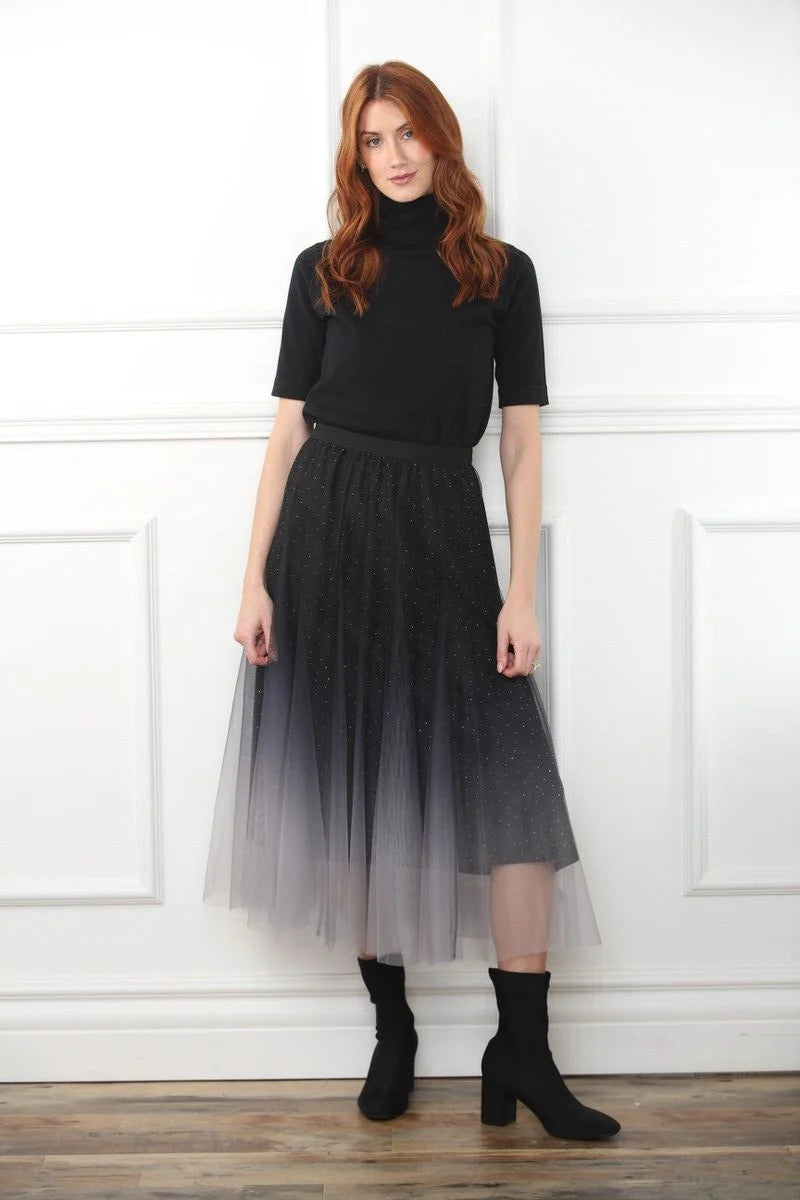 Ombré Sparkle Tulle Midi Skirt