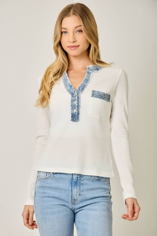 Denim Mixed Top