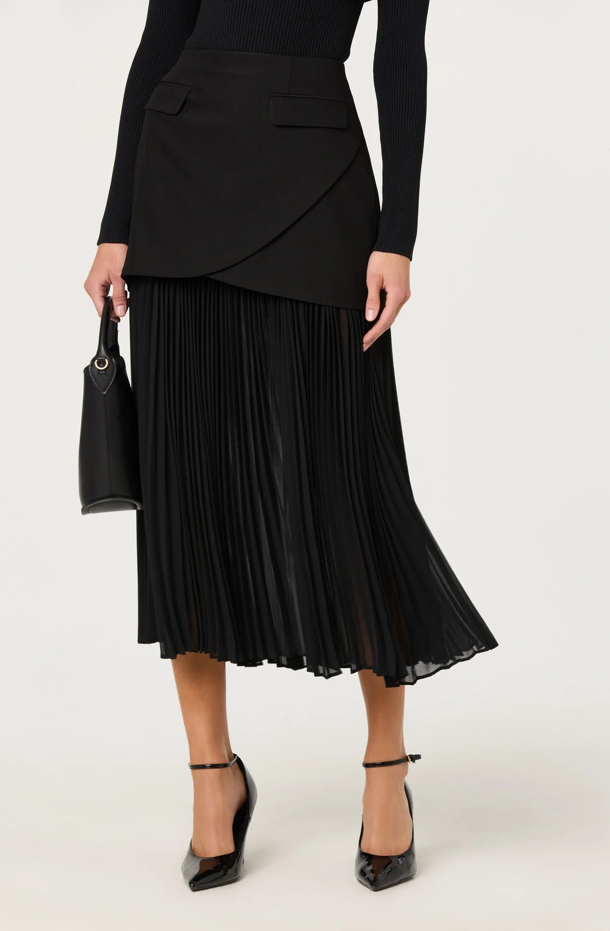 Deaile Contrast Layered Pleated Skirt