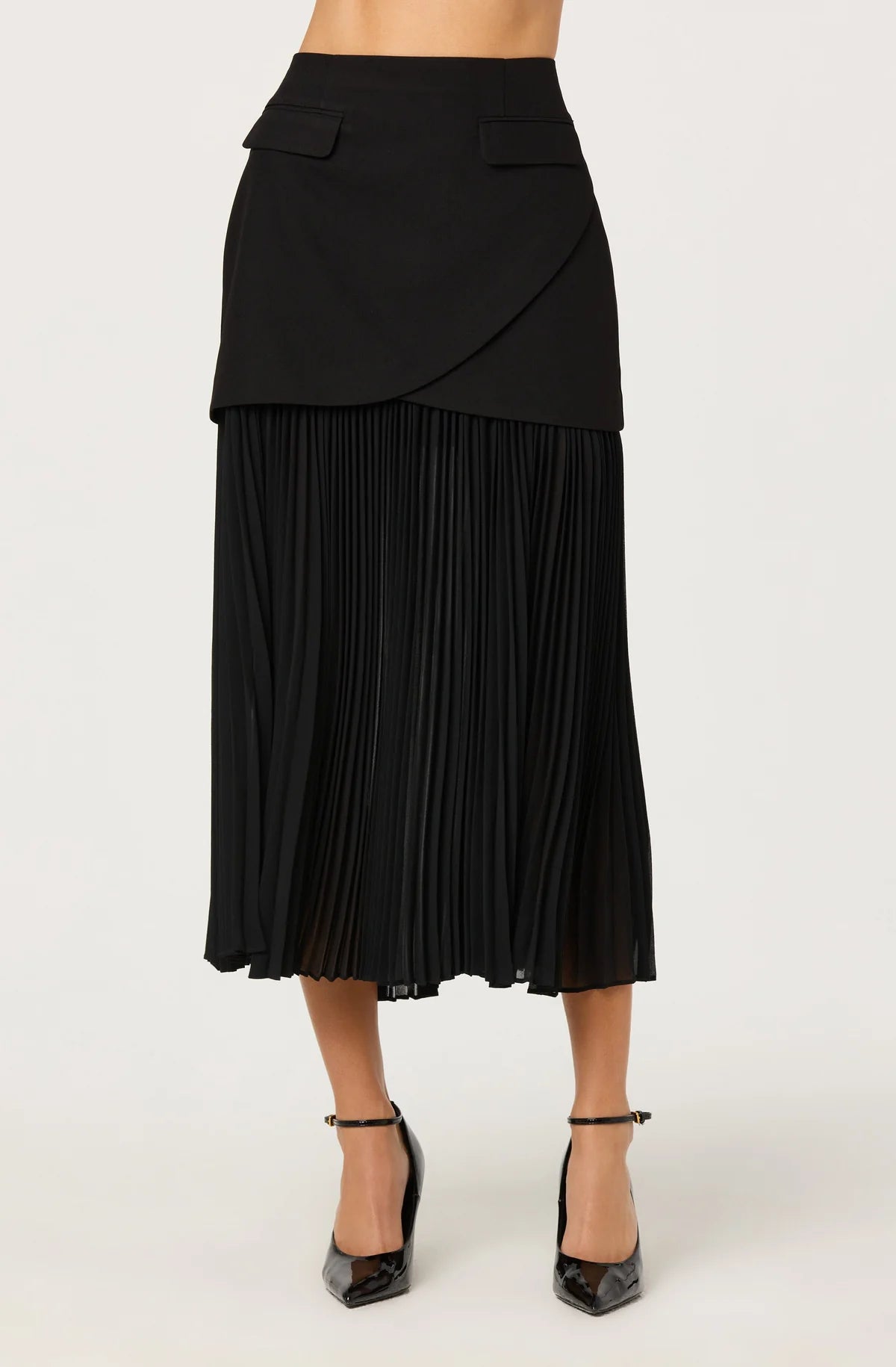 Deaile Contrast Layered Pleated Skirt